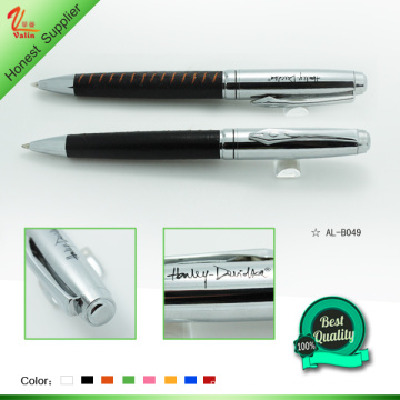 Stylo à bille en cuir promotionnel Twist Pen en métal